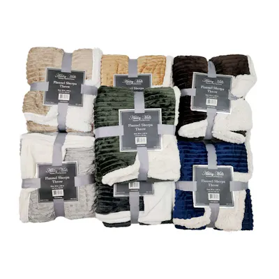 Flannel Sherpa Throw Blanket, 50x60