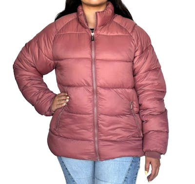 Women’s Solid Puffer Jackets, Pink, S-XL