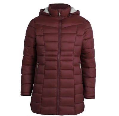 Women's Three-Quarter Quilted Jackets, Merlot, S-XL