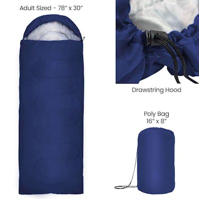 America's Suppliers Sleeping Bags - Navy, 32° Temperature Rating - 78" x 30"