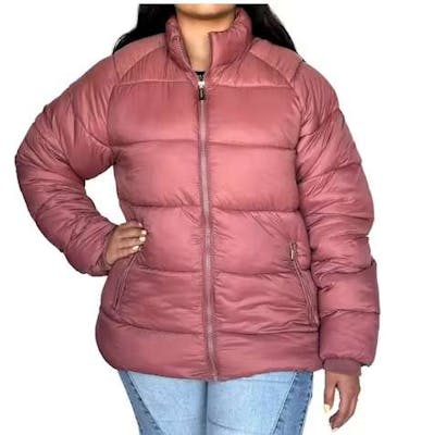 Women’s Solid Puffer Jackets, Pink, XL