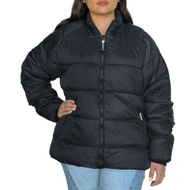 Women’s Solid Puffer Jackets, Black, XL