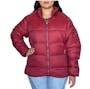 Women’s Solid Puffer Jackets, Burgundy, XL (1 of 2)