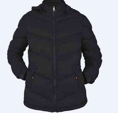 Women’s Solid Puffer Jackets with Hood, Black, Large