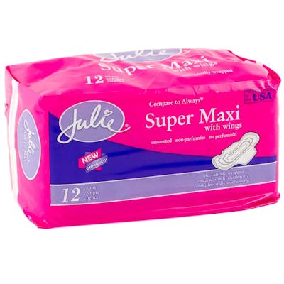 Super Maxi Pads with Wings - 12 Pack