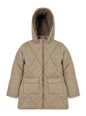 Girls’ Quilted Anorak Jacket, Beige, 6-16