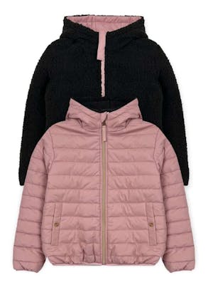 Girls’ Sherpa Lined Reversible Jacket, Mauve, 4-6X