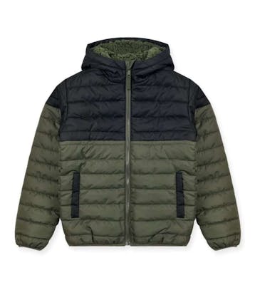 Boys’ Sherpa Lined Colorblock Jacket, Olive, 2T-4T