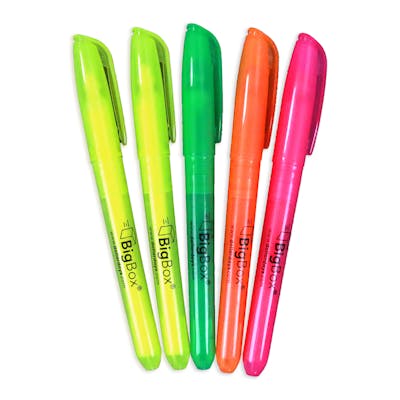 BigBox Highlighters, Assorted, 5pk