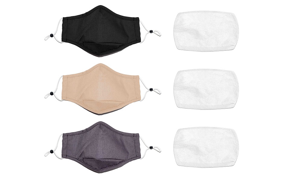 Woven Reusable Face Masks - Filters, Adjustable Ear Loops, 3 Pieces image number null