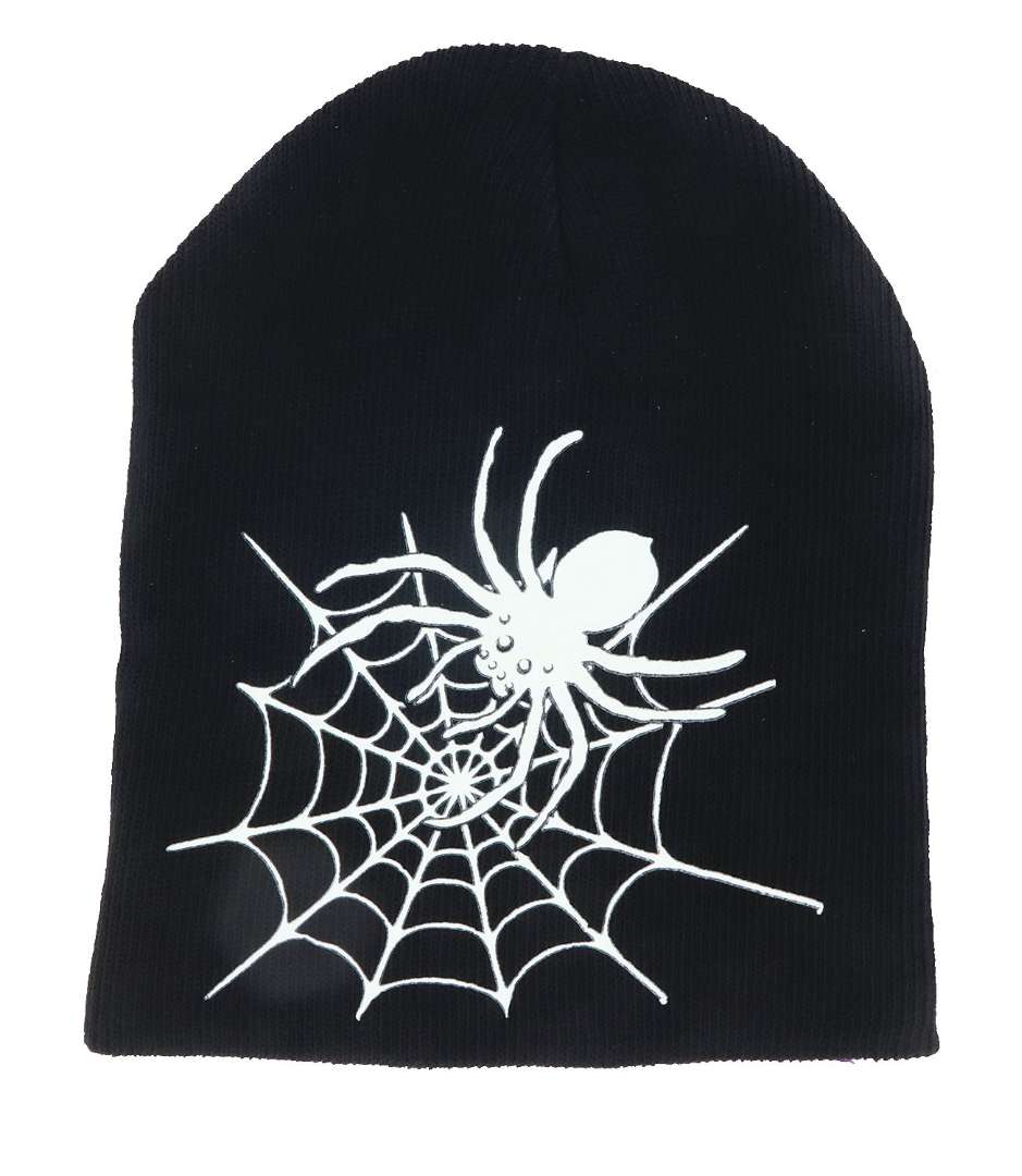 Glow-in-the-Dark Halloween Beanie Hats - Black