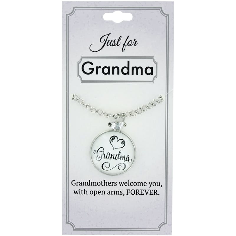 White Glass Grandma Pendant & Chain