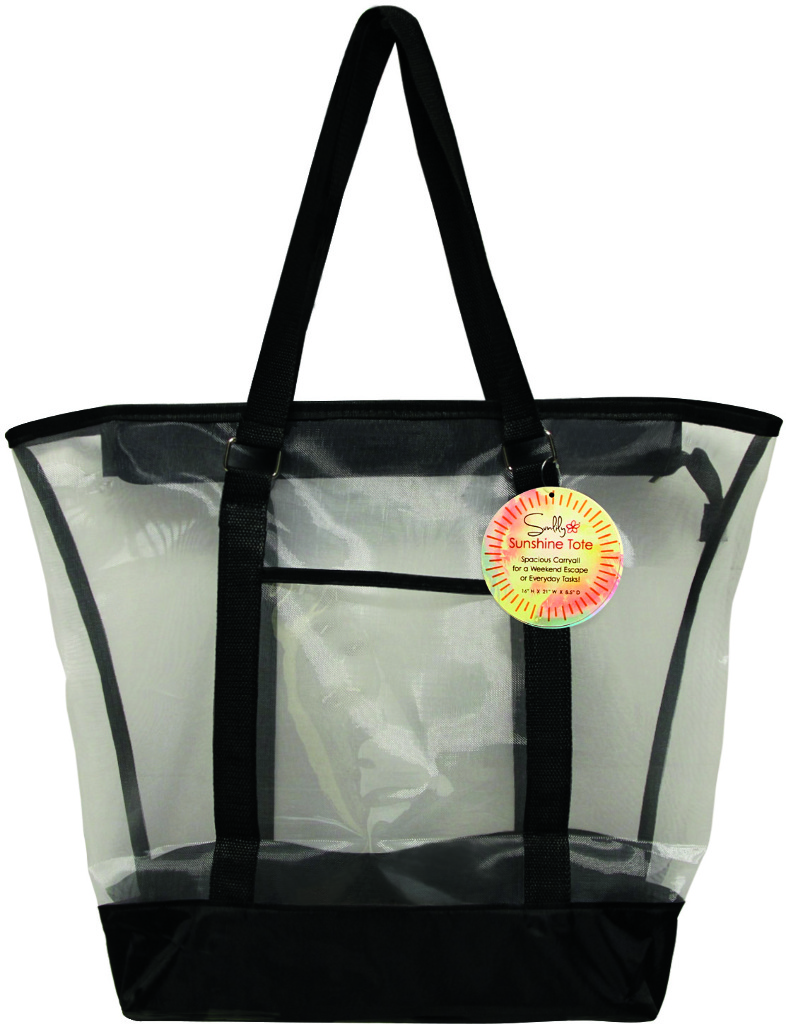 Wholesale Large Black Two-Tone Mesh Tote Bag | DollarDays