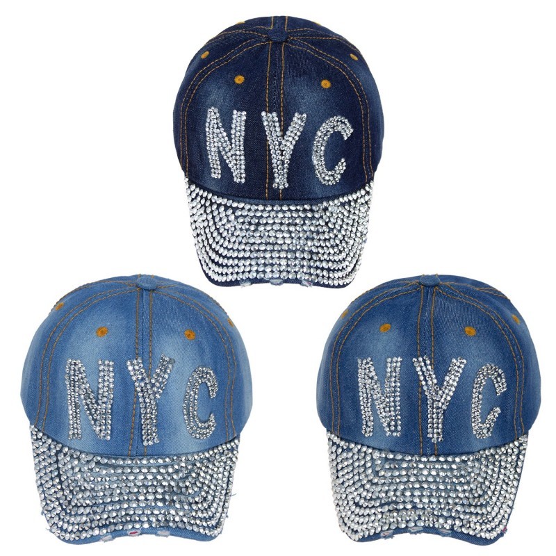 N.Y.C. Denim Bling Baseball Cap - Assorted Colors