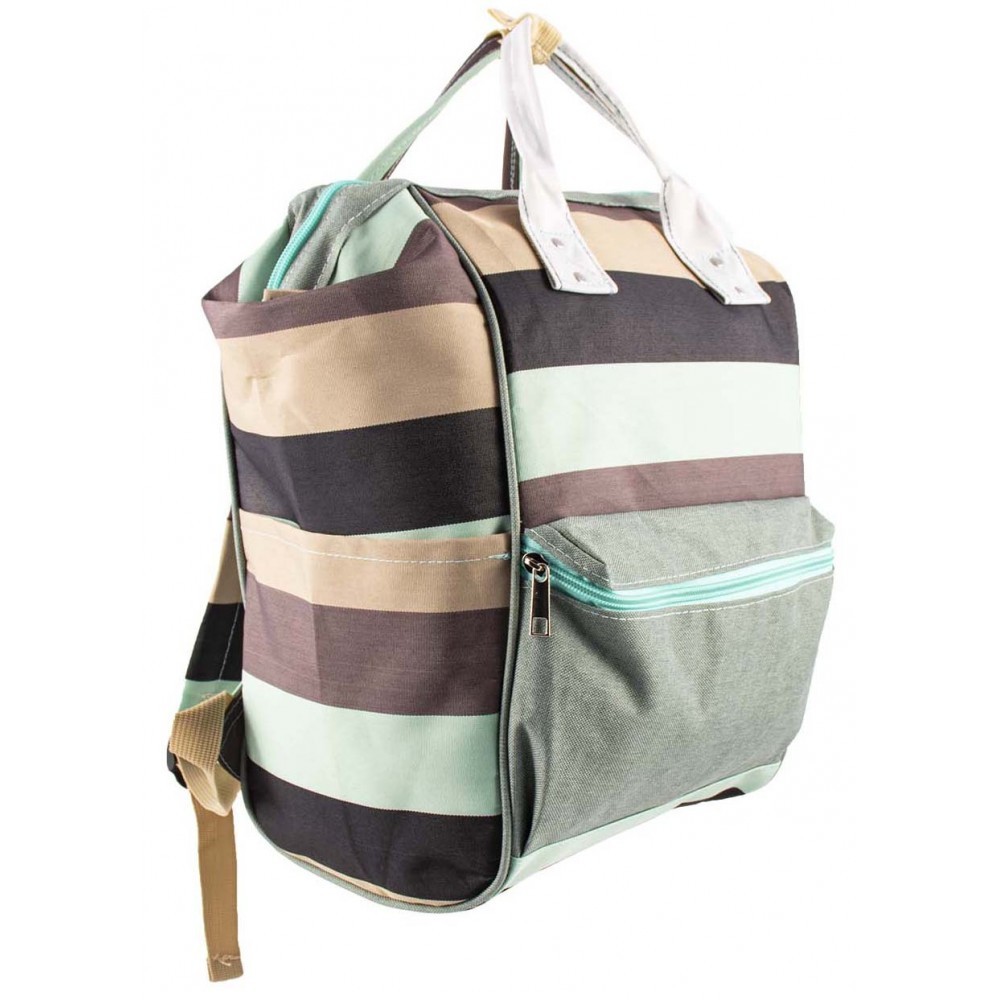 Wholesale Backpack Diaper Bags Blue/Green/Red Stripes, 14"