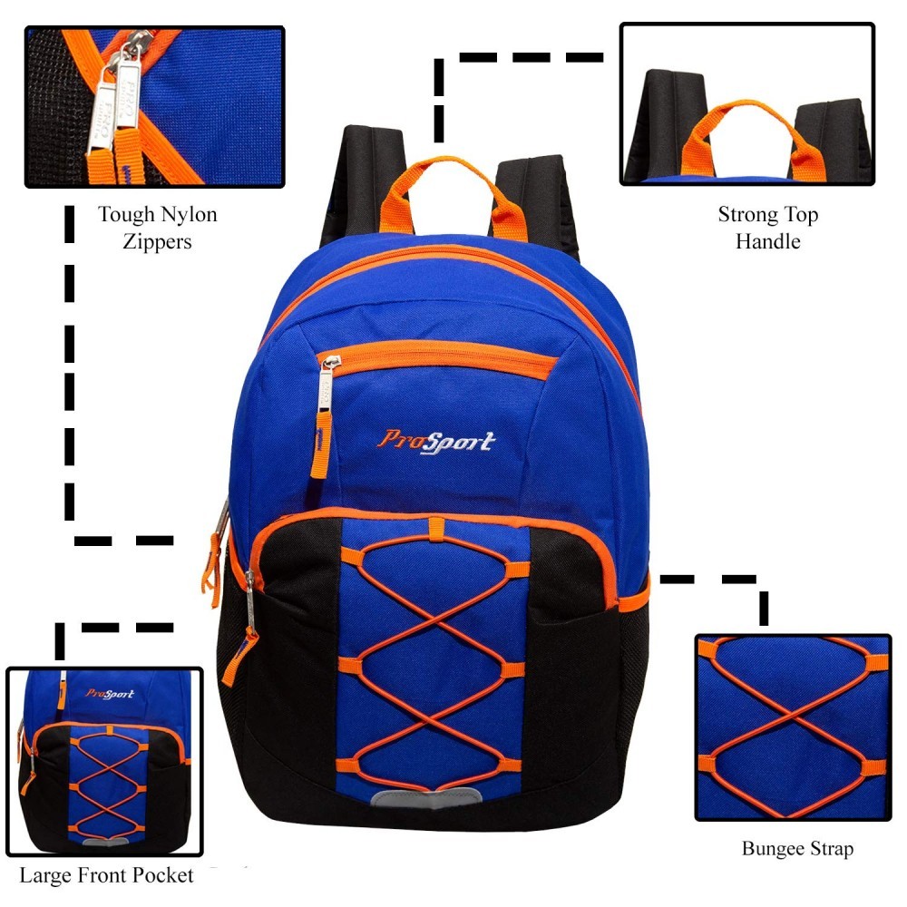 Wholesale 17" Classic Bungee Backpack 4 Assorted Colors