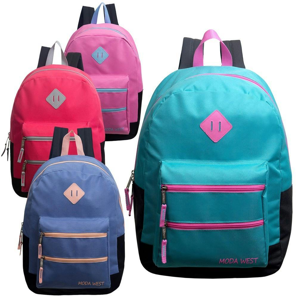 Wholesale 17" Classic Backpacks with Dual Front Zipper Pockets (SKU