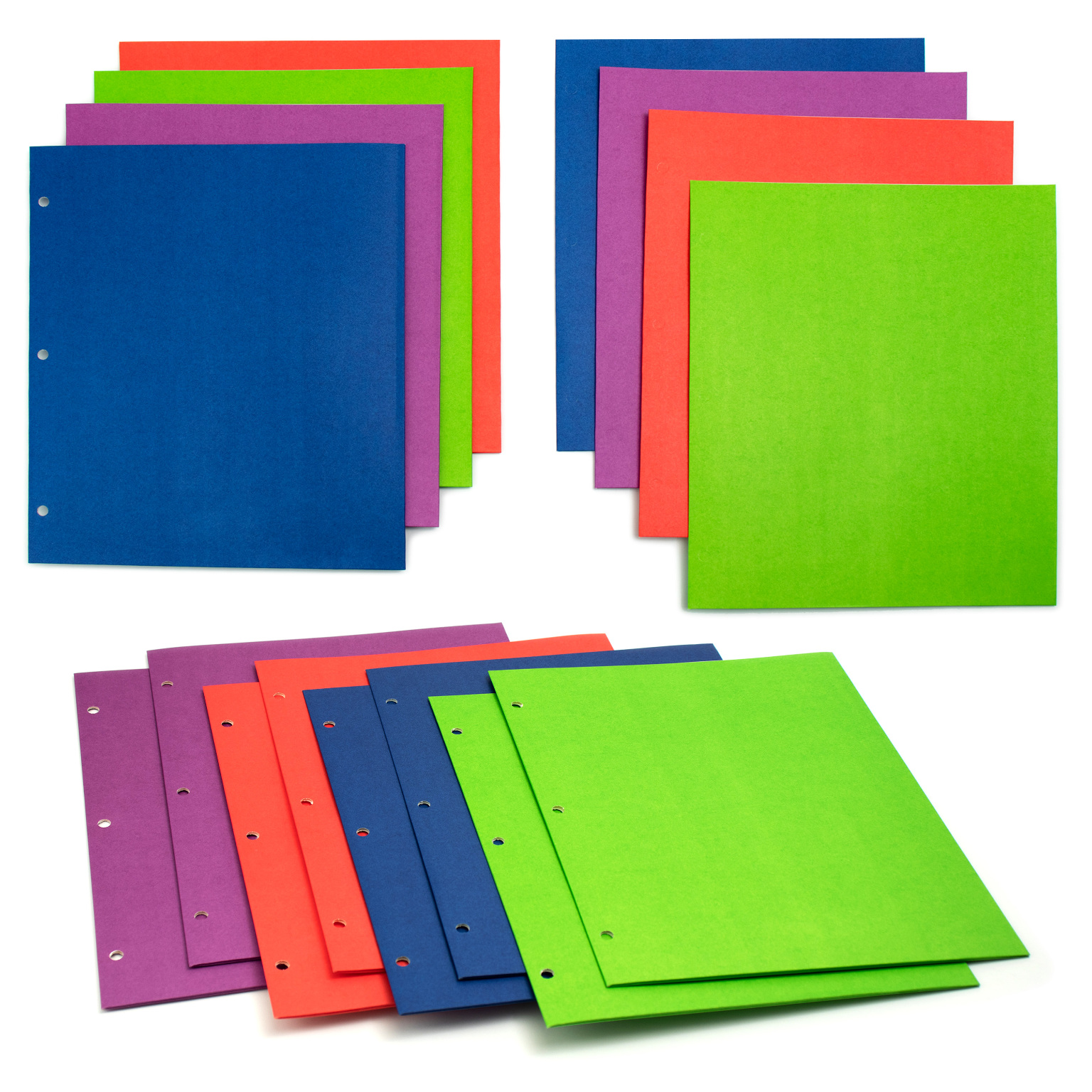 Blue Summit Supplies Plastic Pocket Folders, Prongs, Assorted Gem Tone