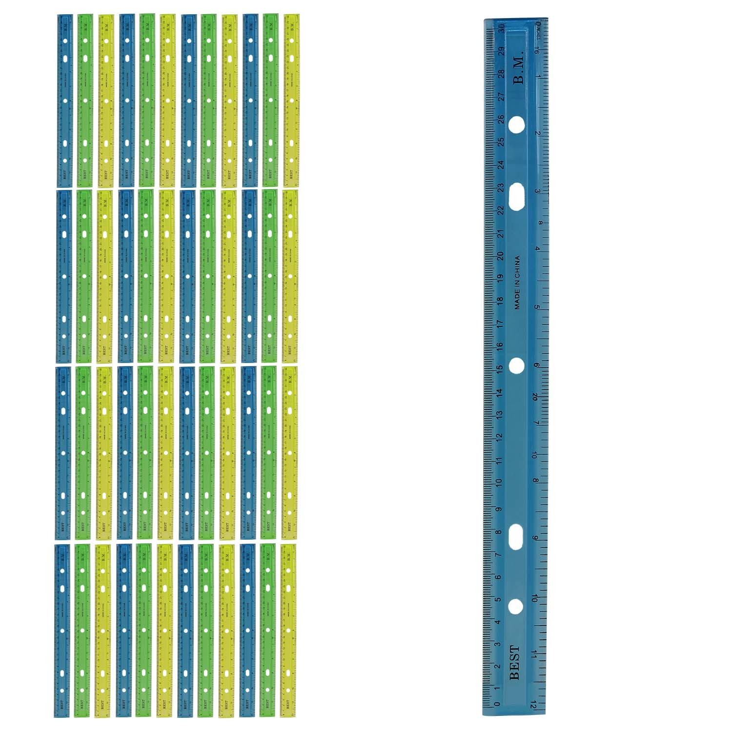Wholesale 3 Pack Plastic Rulers - Assorted Colors - DollarDays