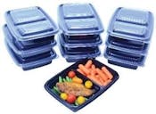 2-Section Meal Prep Containers - 20pc, Black