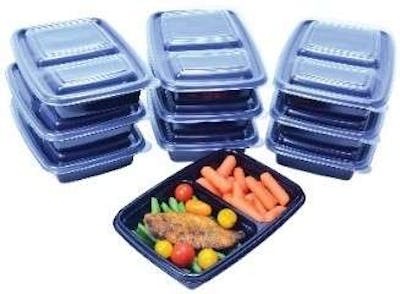 2-Section Meal Prep Containers - 20pc, Black