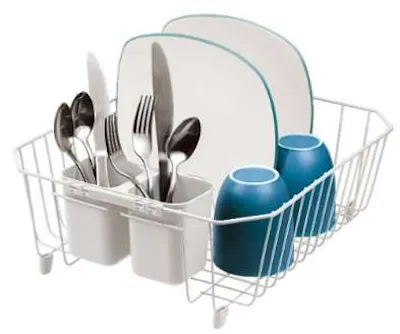 Dish Rack Sets With Cutlery Holder - White