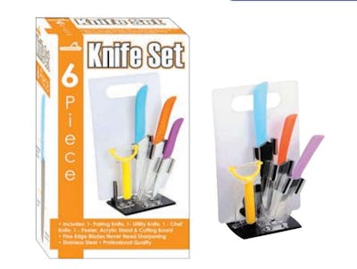 6-Piece Knife Sets with Cutting Board and Stand