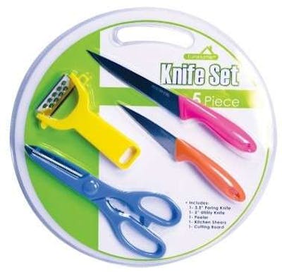 Knife Set with Cutting Board, 5-Piece