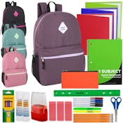 Girls' School Supply Kits in 19" Backpacks - 26 Pieces