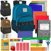 Two Tone Backpacks with 45-Piece School Supply Kits
