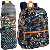 17" Printed Backpacks for Boys, Assorted