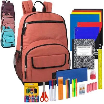 18" Backpacks - 4 Colors, with 35 Piece School Supply Kits