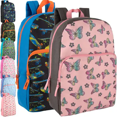 17" Printed Backpacks - Assorted