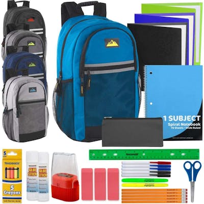 18" Reflective Backpack With 30-Piece School Supply Kit