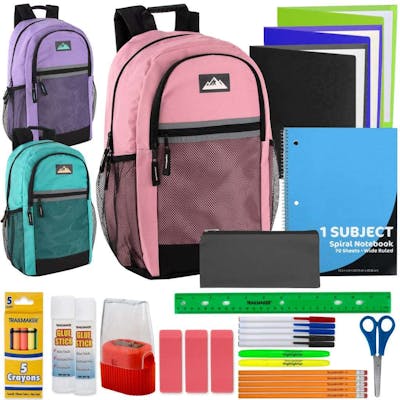 18" Reflective Backpacks With 30-Piece School Supply Kits