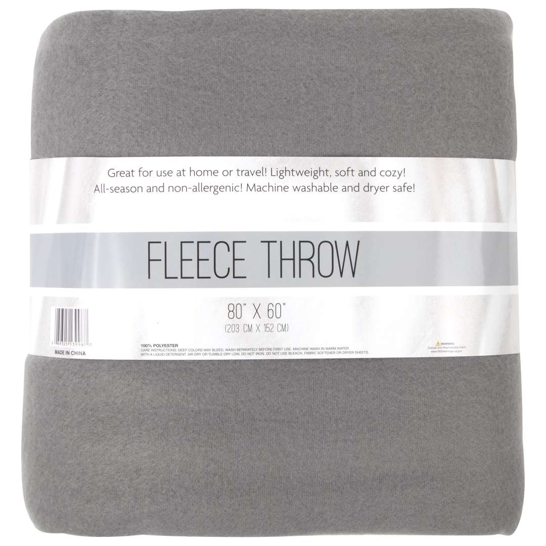 Twin Fleece Blankets Gray - 80" x 60"