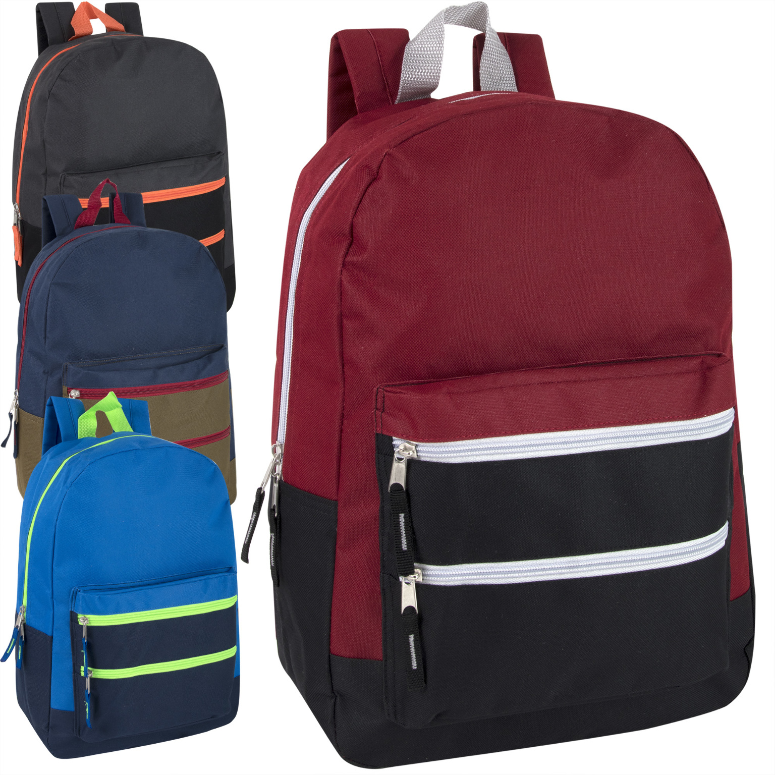 Wholesale 17" Color Block Backpack 4 Colors DollarDays