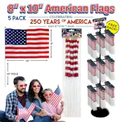 USA Flags, 5 Pack  - 8" x 10"