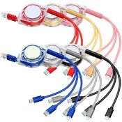 3-in-1 Retractable Phone Chargers - Micro, Type C, Lightning
