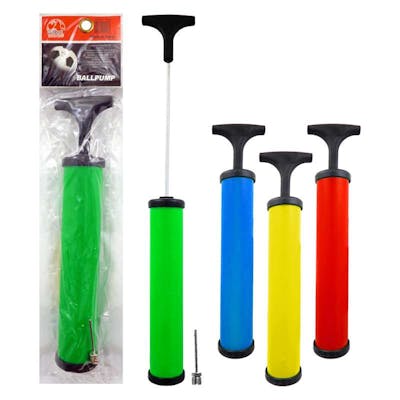 Handheld Ball Pump, Four Assorted Colors - 8"