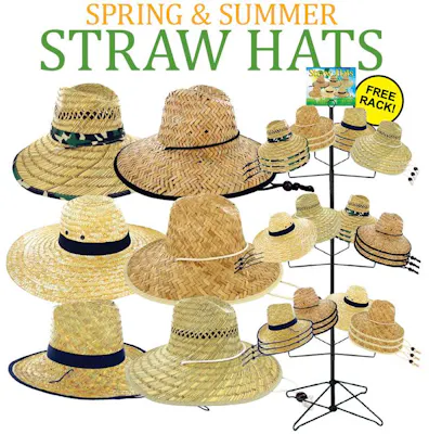 Summer Straw Hats, Assorted Colors