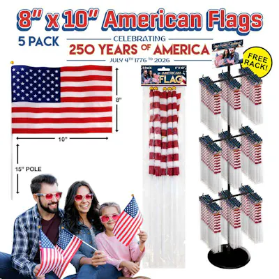 USA Flags, 5 Pack  - 8" x 10"
