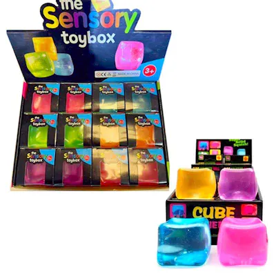 Squishy Cube Toys, Clear - 2"