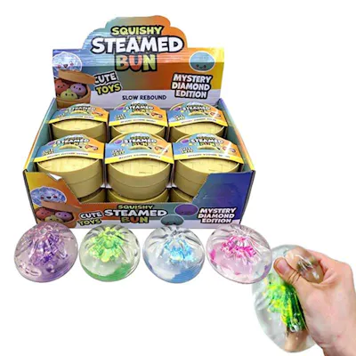 Clear Glitter Squishy Dumpling Buns - 3.4"