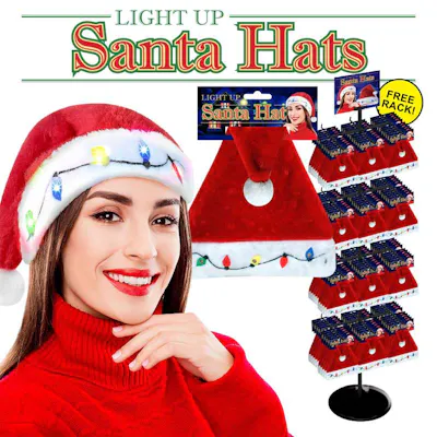 LED Light Up Santa Hats - 16"