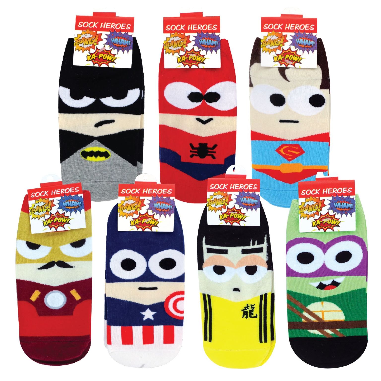 Bulk Superhero Socks in Assorted Designs - 288 Pairs