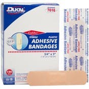 Adhesive Bandages - Plastic, Sterile, 100 Count, 0.75" x 3"