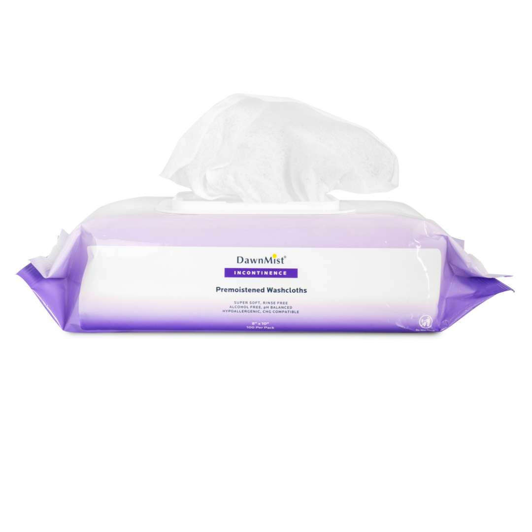 Pre-Moistened Washcloths, Scented, 100 per Pack - 8" x 10"