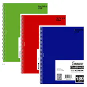 5 Subject Spiral Notebook - College Ruled, 180 Sheets
