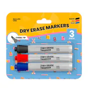 Dry Erase Markers - Black, Blue, & Red, Chisel Tip